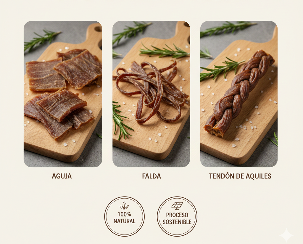 Imagen con los tipos de snack de aguja, falda y tendón de aquiles.